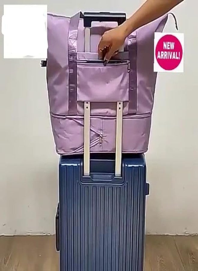 حقيبة سفر TOP SELECT، حقيبة كتف قابلة للتوسيع والطي، حقيبة سفر للنساء والفتيات، مقاومة للماء وخفيفة الوزن، حقيبة أمتعة للسفر (بنفسجي) - Image 3